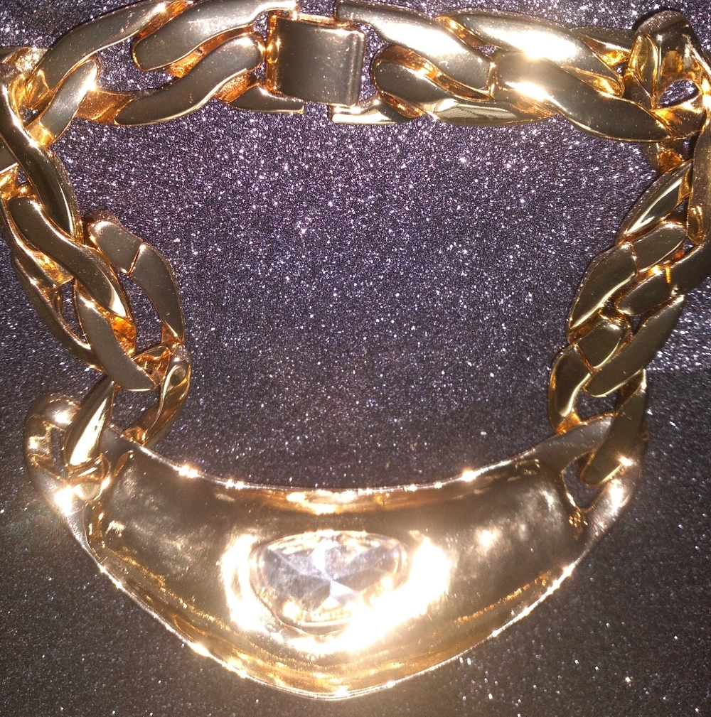 Gold-Tone Solid Link Statement Necklace - image 3